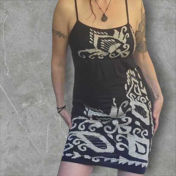 INC Embroidered Black Spaghetti Strap Dress  Mini Size S - Picture 2 of 13